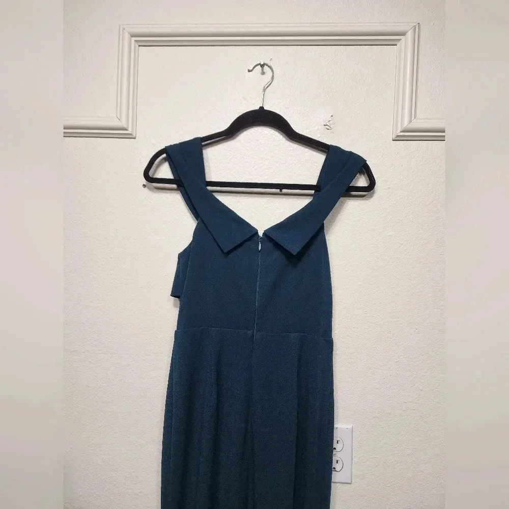 Lulus Elegant Perception Hunter Green Off-the-Shoulder Bow Maxi S Dress Party